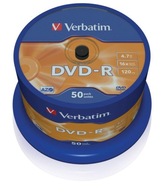 DVD-R Verbatim 16x 4,7 GB (Cake 50) MATNÝ STRIEBORNÝ