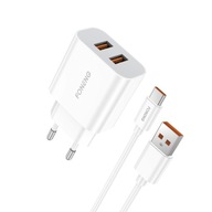 Rýchla nabíjačka telefónu Foneng 2 x USB s káblom USB-C Rýchla nabíjačka telefónu Foneng 2 x USB s káblom USB-C