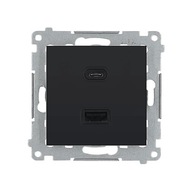 Nabíjačka 2xUSB A+C Čierna matná Simon 54 Nabíjačka 2xUSB A+C Čierna matná Simon 54