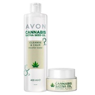 Avon Cannabis Sativa Set s konopným olejom Micelárny fluid + krém na tvár Avon Cannabis Sativa Set s konopným olejom Micelárny fluid + krém na tvár