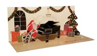 HRACIA KARTA na sviatky Santa Claus a jeho pes 3D 3D vianočné pohľadnice