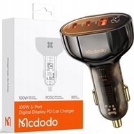 Nabíjačka do auta Mcdodo, USB/USB-C, PD 100W LCD Quick Charge, hnedá Nabíjačka do auta Mcdodo, USB/USB-C, PD 100W LCD Quick Charge, hnedá