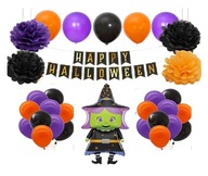 Happy Halloween Balloon Set Bambuľky Balóny Dekorácie Banner Fialový Happy Halloween Balloon Set Bambuľky Balóny Dekorácie Banner Fialový