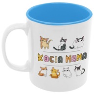 Mačka hrnček s Mačka, mama mačka, vnútri modrý Mačka hrnček s Mačka, mama mačka, vnútri modrý