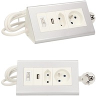 Nábytková predlžovacia šnúra s uzemnením, USB nabíjačka, vypínač, 1,5 m kábel Nábytková predlžovacia šnúra s uzemnením, USB nabíjačka, vypínač, 1,5 m kábel