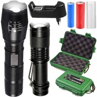 Sada výkonných vojenských dobíjacích taktických svietidiel 1800lm LED ZOOM Sada výkonných vojenských dobíjacích taktických svietidiel 1800lm LED ZOOM