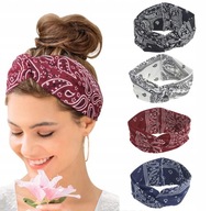 4x ŠIROKÁ DÁMSKA ČELENKA, ŠIROKÁ BOHO BAVLNA TURBA 4x ŠIROKÁ DÁMSKA ČELENKA, ŠIROKÁ BOHO BAVLNA TURBA