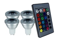 4x FAREBNÉ GU10 RGB LED ŽIAROVKY S HALOGÉNOVÝM DIAĽKOVÝM OVLÁDANÍM