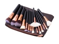 Sada 15 štetcov na makeup + puzdro - hnedé Sada 15 štetcov na makeup + puzdro - hnedé