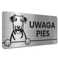 PLATE ATTENTION DOG BAD DOG - Airedale teriér PLATE ATTENTION DOG BAD DOG - Airedale teriér