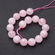 Prírodný Rose Quartz Fazet 12mm 15ks/18cm Prírodný Rose Quartz Fazet 12mm 15ks/18cm