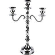 Svietnik Candelabra, strieborný stojan na sviečky, sviečky GLAMOUR, 3-ramenné Svietnik Candelabra, strieborný stojan na sviečky, sviečky GLAMOUR, 3-ramenné