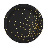 Čierne papierové taniere so zlatými bodkami 18cm
