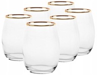 ELEGANTNÉ ZLATÉ POHÁRE, ZLATÝ RANT, 6 ks, 570 ml