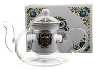 SKLENENÝ džbán infuzér SOVA ETHNO darček 1000ml SKLENENÝ džbán infuzér SOVA ETHNO darček 1000ml
