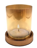 Svietnik s tienidlom na čajovú sviečku, zlatý lampáš, 17 cm