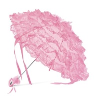 Ružový čipkovaný svadobný dáždnik s volánmi