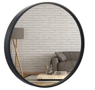 Nástenné zrkadlo čierne okrúhle 60 cm