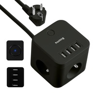 Smart Cube predlžovací kábel 1,5m 3 zásuvky 4xUSB, zásuvka HUSLOG