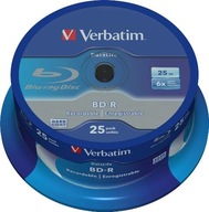 Disky VERBATIM BD-R 25GB DataLife 25-balenie vretena