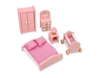 Lelin Spálňový nábytok do domčeka pre bábiky vyrobený z dreva