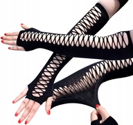 Elastické rukavice dlhé čierne, gotické palčiaky
