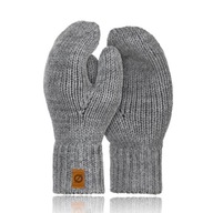 Módne sivé dámske jednoprstové rukavice na zimu