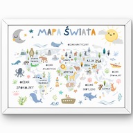 MAPA SVETA DO DETSKEJ IZBY OBRAZ V RÁMEKU A3 MAPA SVETA DO DETSKEJ IZBY OBRAZ V RÁMEKU A3