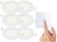 6x držiak tenkej panelovej lampy SLIM LED 3W + vypínač