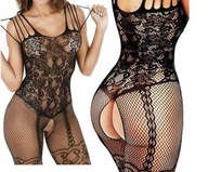 BODYSTOCKING otvorená kombinéza na body s dámskym spodným prádlom HOLE ČIERNA BODYSTOCKING otvorená kombinéza na body s dámskym spodným prádlom HOLE ČIERNA