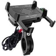 Univerzálny hliníkový držiak telefónu na motorku + USB QC3.0 nabíjanie Univerzálny hliníkový držiak telefónu na motorku + USB QC3.0 nabíjanie