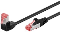 Patchcord S/FTP Cat.6 Rovný/Pravý 90° Čierny 10m Patchcord S/FTP Cat.6 Rovný/Pravý 90° Čierny 10m