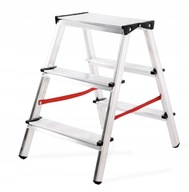 Hliníkový rebrík, obojstranný, taburetka, plošina, 2x3, 3-stupňový
