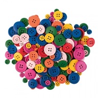 Drevené gombíky mix - farba, veľkosť - 200 ks.