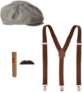 Pánska súprava Retro 20's Gentleman podväzky na klobúky Karneval na cigarové fúzy Pánska súprava Retro 20's Gentleman podväzky na klobúky Karneval na cigarové fúzy