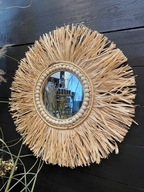 Okrúhle zrkadlo do trávy 50cm eko ​​boho dekorácia na stenu