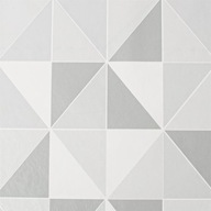 Tapeta s bielo-šedým vzorom kosoštvorcových trojuholníkov, vinyl