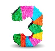 Piñata číslo 3 farebné veľké 1 ks.