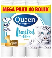 Toaletný papier QUEEN 40 roliek, 3 vrstvy, LIMITOVANÝ, jemný MEGA PAKA