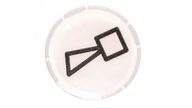 22 mm plochá biela gombíková šošovka so symbolom BU