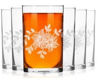 Poháre na kávu a čaj s gravírovanou dekoráciou 250 ml kvetinové sklo (5)
