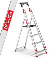 Hliníkový rebrík, 4 schodíky, PEVNÉ ZÁBRADLIA, max150kg