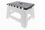 Skladacia stolička so stupňovitou plošinou, biela, 22 cm, 150 kg