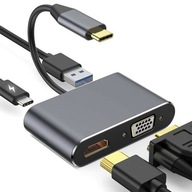 Hliníkový adaptér HUB 4v1 USB-C na 4K HDMI, VGA