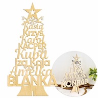 Drevený vianočný stromček s menami, personalizovaný vianočný darček decoresca