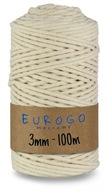 Splietaná bavlnená šnúra Macrame s jadrom zo slonoviny 100 m 3 mm Splietaná bavlnená šnúra Macrame s jadrom zo slonoviny 100 m 3 mm