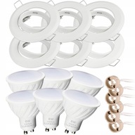 6x Sada okrúhleho svietidla bielej farby + GU10 8W Warm + pätica GU10 6x Sada okrúhleho svietidla bielej farby + GU10 8W Warm + pätica GU10