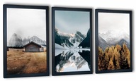3 obrazy na stenu v ráme obývacej izby 130x63 Horský motív 3 obrazy na stenu v ráme obývacej izby 130x63 Horský motív