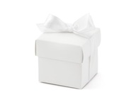 Biele krabičky s bielou mašľou 5x5x5cm 10ks