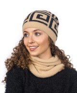Set Ľahký ťavý šálový klobúk so vzorom alpaky